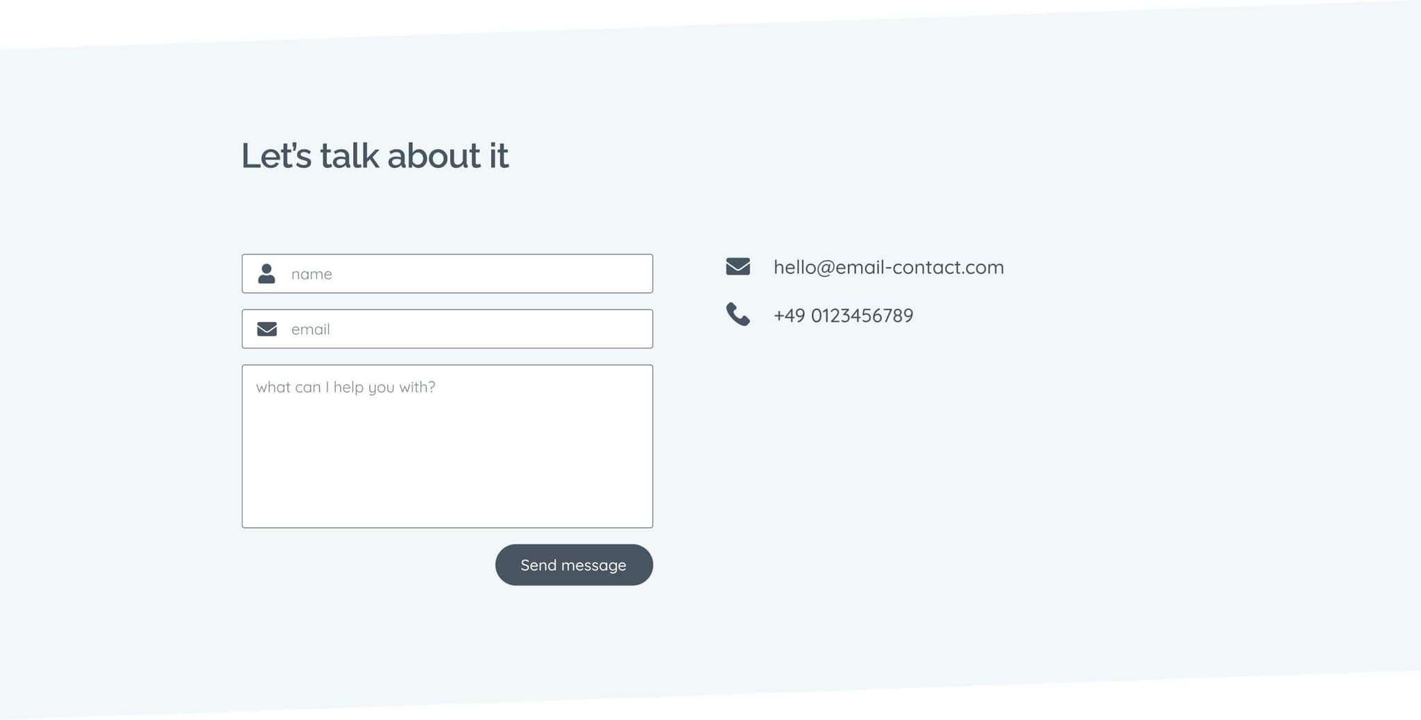 Contact form, 2020 design — square fields and edged buttons